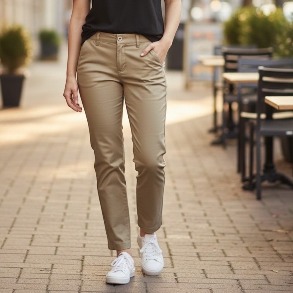 A New Day Pants Women 4R Tan NWT High Rise Straight Leg Stretch Khaki Chino Work